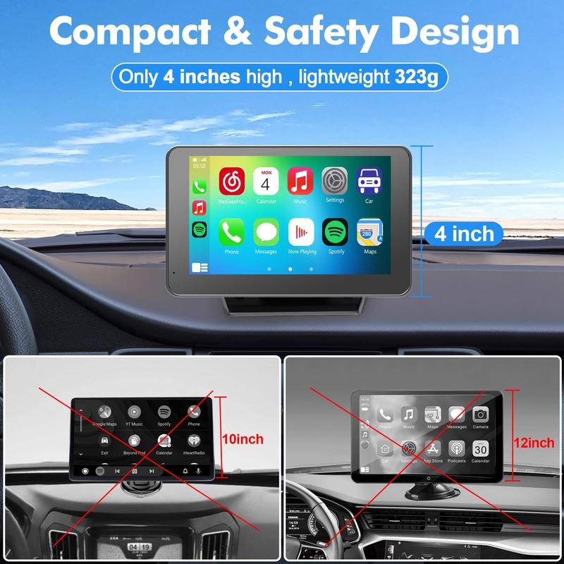 2025 Wireless CarPlay Screen – Portable Display for iPhone & Android